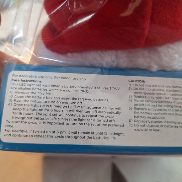 Holiday Style Lighted Santa LED Tree Topper Battery Operated Fabric Head - Picture 8 of 10